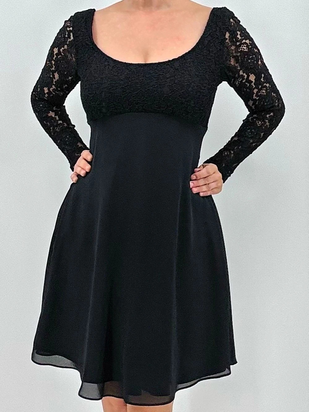 Vintage 90s Whimsigoth Fairy Lace Georgette Chiffon Party Cocktail Dress
